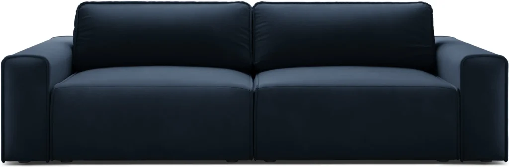 Sovesofa Micadoni Victor 3-personers Paris velour mørkeblå, liggeflade 148x190 cm, opbevaring